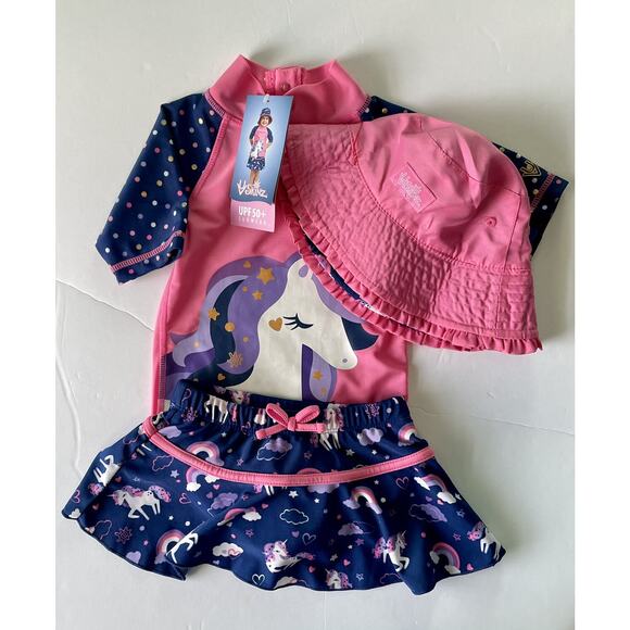 UV SKINZ NWT Girls 3 Piece Swim Set Size 12-18M - Picture 1 of 12